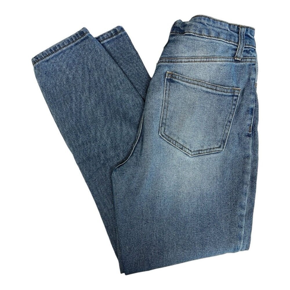 No Boundaries NO BOI Stretch Jeans~Size 9~Blue Denim Distressed Patched  L9 07